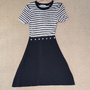 Sandro Black and White Striped Top